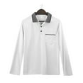 thumbnail image 6 of Polo T Shirts for Men Lightweight Casual 3/4 Sleeve Button Up Collared Golf Tops with Pocket Loose Fitting Breathable Trendy Mens T-Shirts White XXXL, 6 of 9