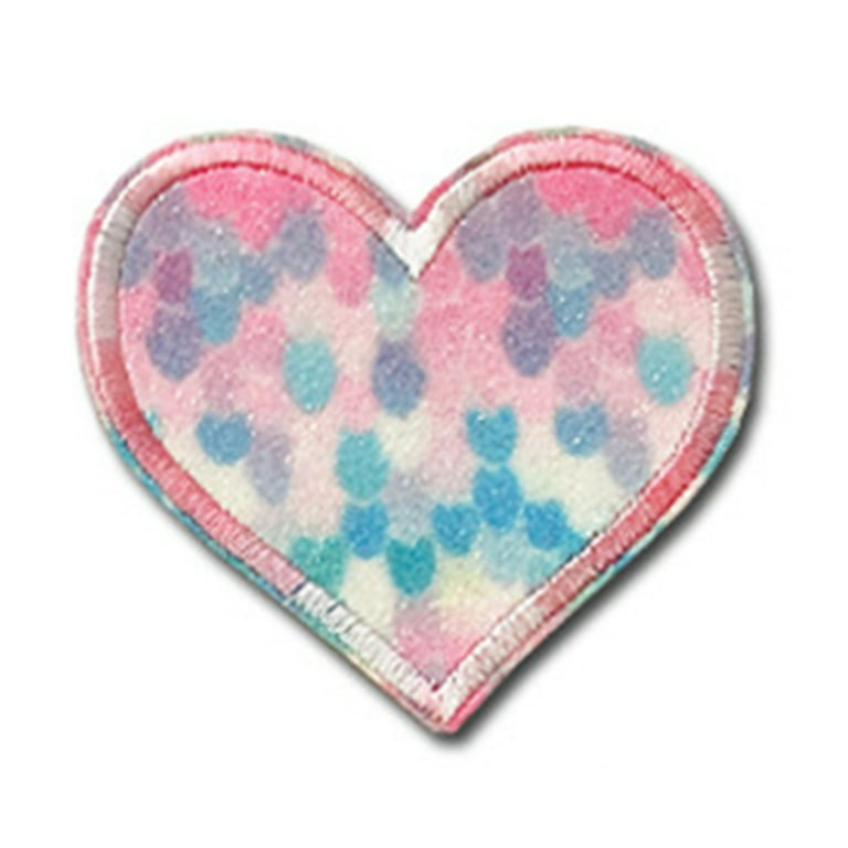 Small Broken Heart Embroidered Iron on Patch Blue
