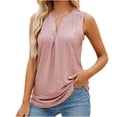 thumbnail image 2 of Viikei Summer Sleeveless Tops for Women,Women's Solid Color Hole V-neck Slim Vest Female Tops Pink S, 2 of 5