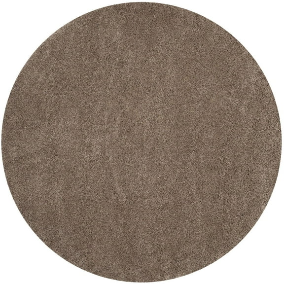 SAFAVIEH Santa Monica Chelsey Solid Shag Area Rug, Taupe, 6'7" x 6'7" Round