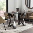 thumbnail image 4 of Furniture of America Saginaw Gray Glass Top Dining Table in Black, 4 of 9