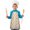 Princess and Heart, variant on Princess and Castle Blue Pattern Teens Aprons, Adjustable Neck Strap, Toddler & Teens Aprons for Cooking & Baking, 19x23.6 Inches