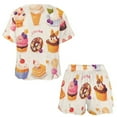 thumbnail image 3 of Cartoon Cake Pajama Set for Women 2 Piece Sleepwear Loungewear Short Sleeve, 3 of 7