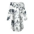 thumbnail image 4 of CYMMPU Loose Fit Tunic Tops 3/4 Sleeve Crew Neck Floral Pattern Blouses for Women Dressy Casual Summer Fashion Shirts Spring Tops Hide Low Hem Plus Size T-Shirts Multicolor XXXL, 4 of 5