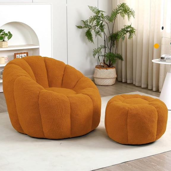 LQLI Bean Bag Chair, Stuffed Beanbag Chairs, Large Bean Bag Chair with Filler, Big Beanbag Chairs with Filling for Living Room Match with Ottoman