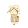 thumbnail image 2 of BLISSFUL STEP Women's Shoes Satin High Heel Pumps Bow Decor Pointed Toe Slip-On Shoes Champagne 11, 2 of 7