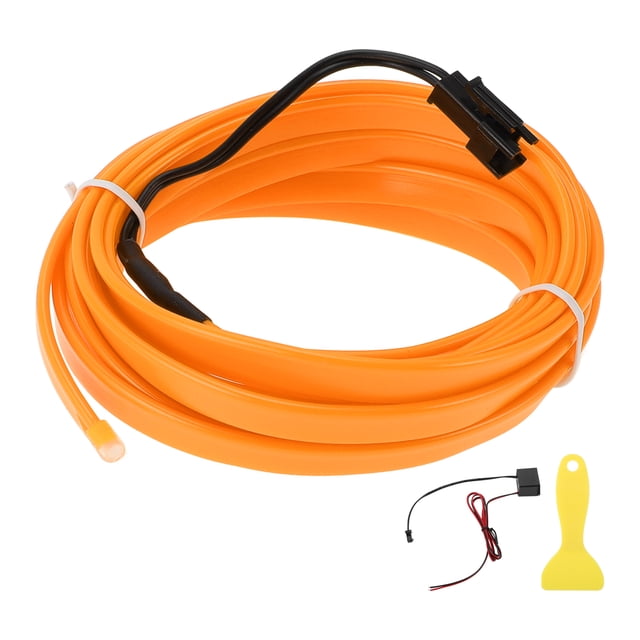 Cuerda de luz LED EL de 3 metros Unique Bargains, tira de luz brillante para decoración de automóviles, controlador de cableado (12v) amarillo