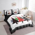 thumbnail image 3 of jejeloiu Marry Christmas Bedding Comforter Set 7 Pieces,Gray Xmas Pine Full Bedding Set,Happy New Year Fitted Sheet Flat Sheet,Super Cozy Bedroom Decor Reversible, 3 of 8