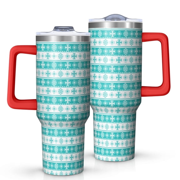 Christmas 40oz Tumbler– Stainless Steel Insulated Tumbler with Handle and Straw, Large Capacity Travel Cup for Hot & Cold Drinks