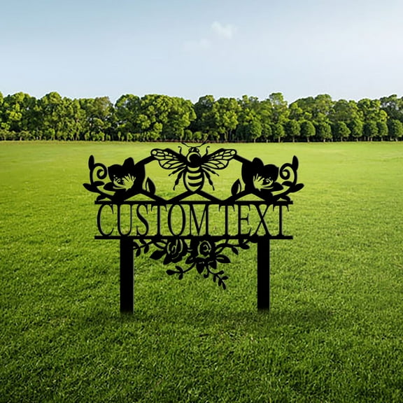 Custom Bee Garden Sign Stake,Metal Bee Flowers Sign,Personalized Garden Stake,Yard Stake,Yard Decor,Gardener Name Sign,Honeybee