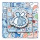 thumbnail image 1 of Paquete de pegatinas azules con dibujos animados estéticos de abeja y gato, 50 unidades, 1 of 2