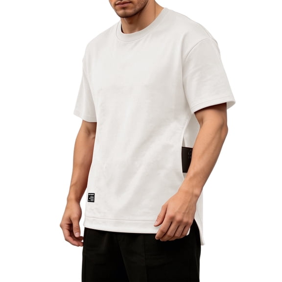Enridrech Casual T Shirt for Men Big and Tall Short Sleeve Pockets Tee Tops Crew Neck Summer Fashion Top S-4XL