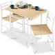 thumbnail image 1 of Songqin 3-Piece Modern Dining Set, Space Saving Dinette for Kitchen, Dining Room, Small Space w/Steel Frame, Built-in Storage Rack - Natural/White, 1 of 14