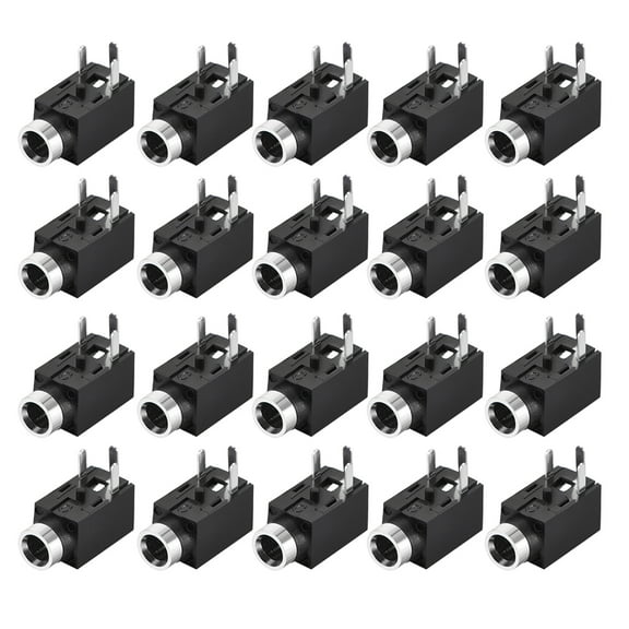 PCB Mount 2.5mm 3 Pin Socket Headphone Stereo Audio Video Connector PJ210 Black 20Pcs