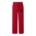 thumbnail image 4 of BiZtdJrK Womens Wide Leg Sweatpants Star Print Drawstring Elastic Waist Running Athletic Pants Baggy Casual Sweat Pant with Pockets Red S, 4 of 5