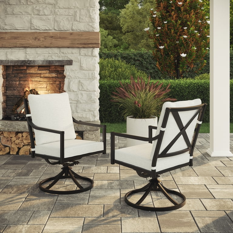 My Texas House Cambria Swivel Dining Chair, Set of 2, Black photo 1