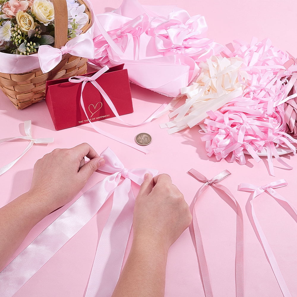 100Pcs Polyester Clothing Accessories Bowknot 100Pcs Acrylic Double-sided Adhesive Tape Mixed Color 210~350x77~100x3~9mm