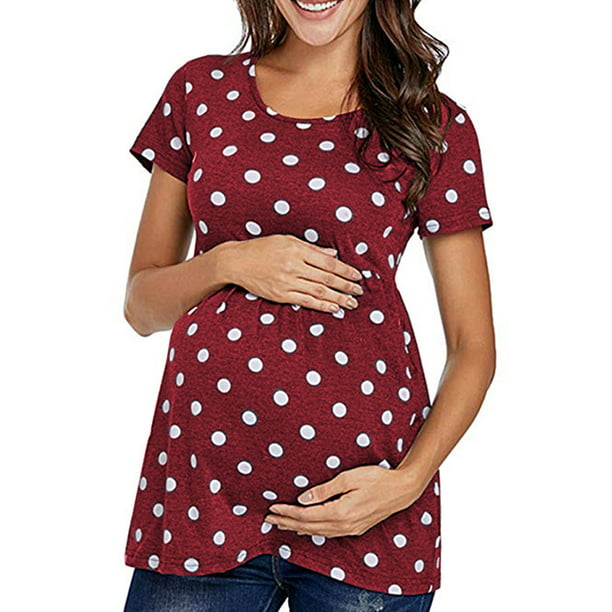 stress En skønne dag Kæreste Qtymom Women's Pregnancy Clothes Short Sleeve Polka dots Maternity Blouses  & Shirts - Walmart.com