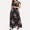 thumbnail image 2 of Sundresses for Women Casual Summer - Women's Plus Size Maxi Dresses Summer Floral Boho High Waist V Neck Maxi Dress Short Sleeve Long Sun Dresses, 2 of 5