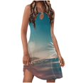 thumbnail image 2 of Puntoco Vestido Sin Mangas Estampado De Verano Para Mujer Falda Vestido De Cuello Redondo De Manga Corta Rojo S,Regalos Para Mujer Joven, 2 of 5