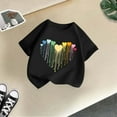 thumbnail image 5 of Curuila Kid Girls Cute Tops Hearts Printed Crew Neck Short Sleeve Tee Summer Fashion Soft Loose T Shirt Black Size 2-4 Years, 5 of 5