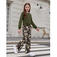 thumbnail image 4 of Arshiner Girls 2 Piece Casual Outfits Twist Front Long Sleeve Sweatshirt & Wide Leg Pants with Pockets Sweatsuit Set, 4 of 6