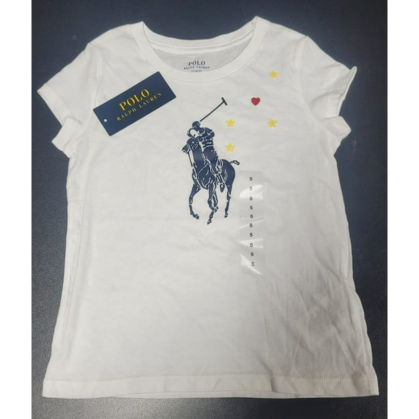 Polo Ralph Lauren WHITE Girl's S/S T-shirt, US 6X 