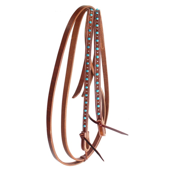 Horse Western 8ft Harness Leather Show Split Reins w/ Turquoise Stones 6682TR