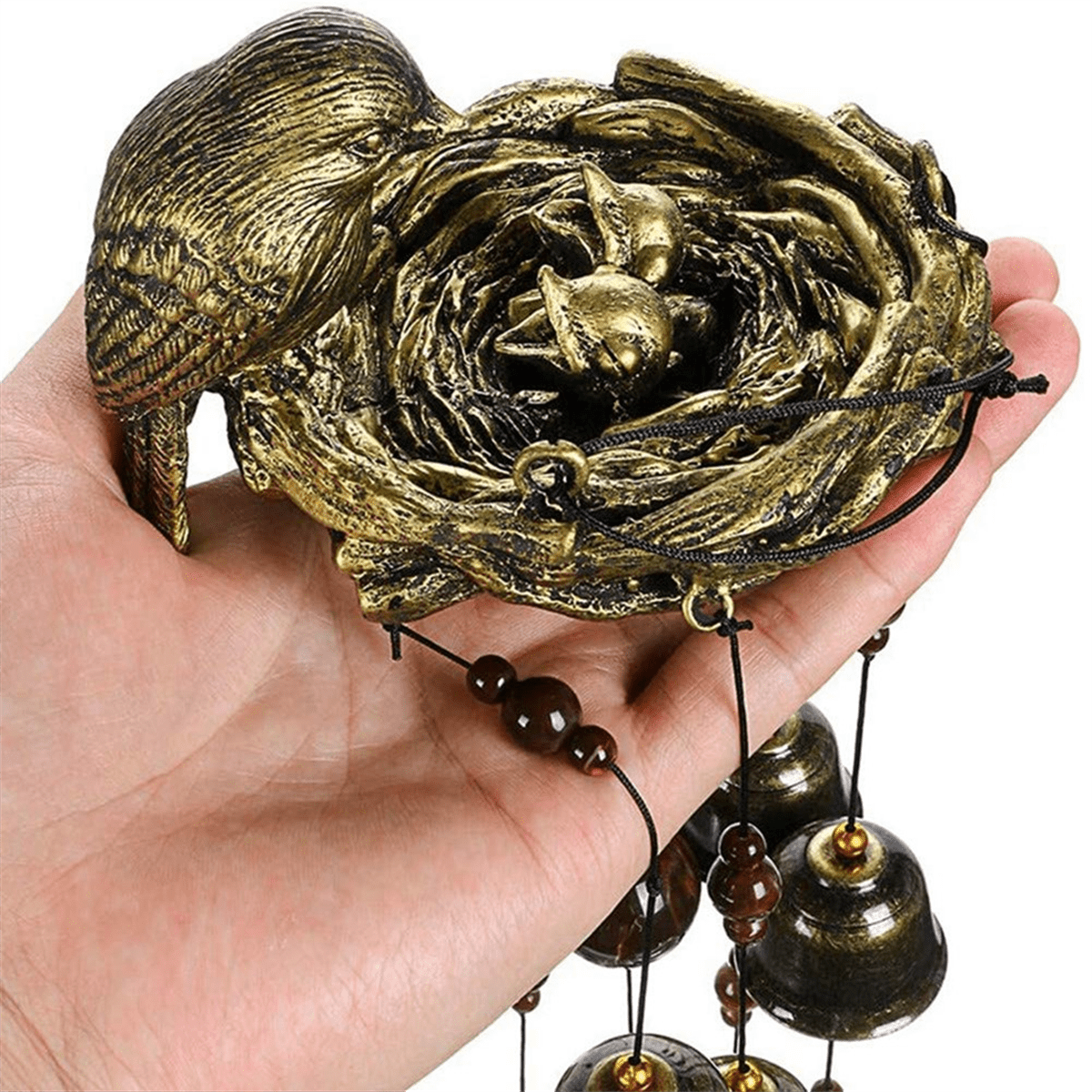 1PCS Bird Nest Wind Chimes, Wind Chime with 12 Pieces Bronze Bells for Garden, Yard, Patio and Home Decor
