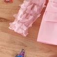 thumbnail image 6 of CPNG Toddler Girls Fashion Suit Set Wear 2 Piece Outfits Mesh Sheer Sleeve Button Blazer and Pants Set with Bow Belt(Pink,8 Years), 6 of 9
