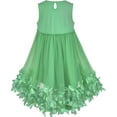 thumbnail image 3 of Vestido de Niña Verde Flores 3D sin Mangas Cintura Libre Bolso 5 Años, 3 of 7