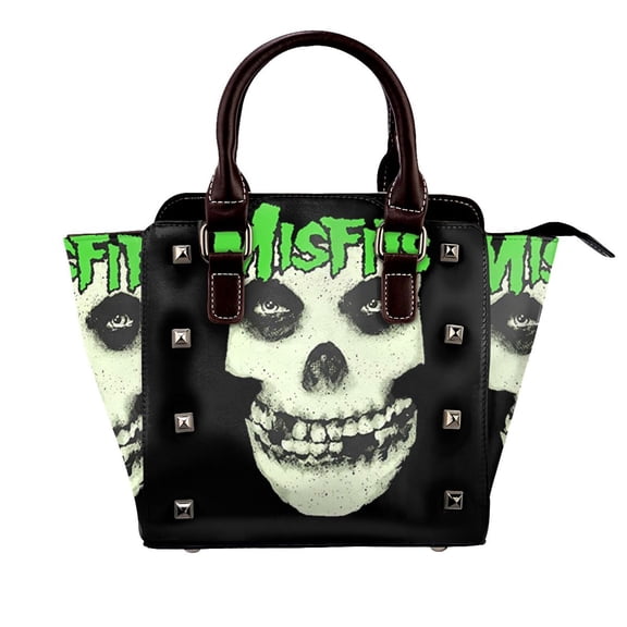 Misfits 'Glow Jurek Skull' Handbag Leather Rivet Shoulder Bag Luxury Fashion Shopping Tote Bag Shouldbag For Women