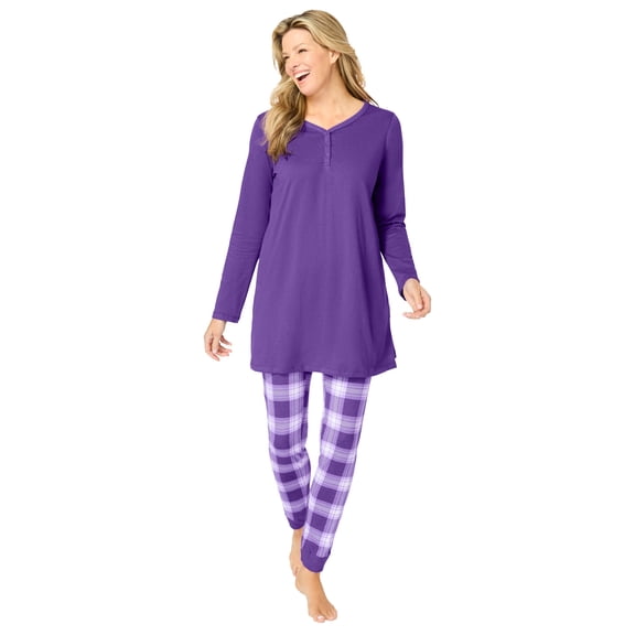 Only Necessities Plus Size Henley Tunic & Jogger PJ Set