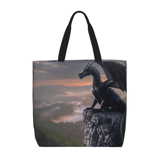 Easygdp Black Dragon Cliff Dawn Bolsa Tote para Mujer, Bolso de Hombro para Trabajo, Playa, Viajes, Compras y Supermercado