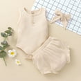 thumbnail image 2 of Mercatoo Girl Baby Clothes I𝐧fant Shorts Romper Girl Bodysuit+Ruffles Solid Outfits Baby Sleeveless Baby Girl Clothes Cotton, 2 of 4