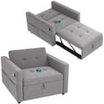 thumbnail image 1 of HOMCOM Sleeper Chair Bed, Small Pull Out Sofa with USB, Grey, 1 of 10
