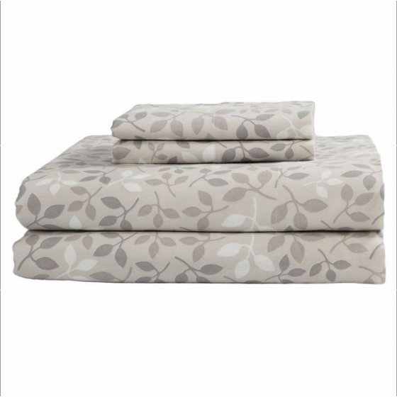 NorthCrest Flannel Sheet Set Beige Leaf Full Bed Size Sheets Botanical