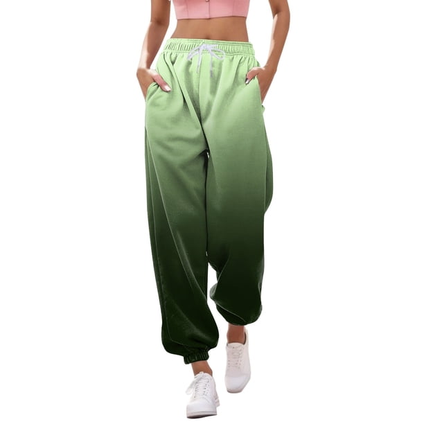 Pantalones deportivos Prolriy para mujer, pantalones deportivos informales con estampado degradado, bolsillos, cintura alta, deportivos, para gimnasio, ajuste atlético, pantalones para correr,