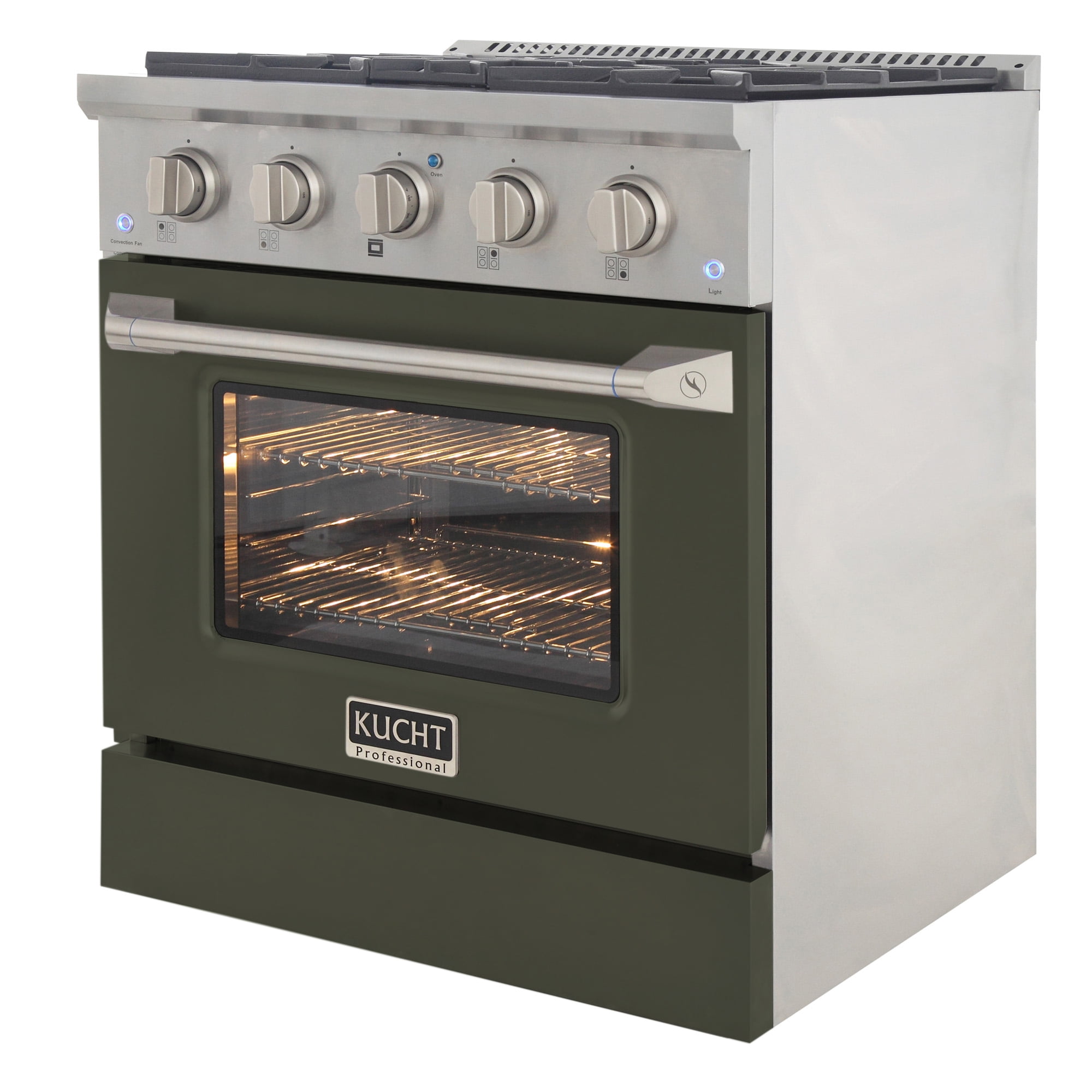 30 in. 4.2 cu. ft. Natural Gas Range with Convection Oven in Olive Green