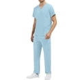 thumbnail image 2 of Hearthz Medical Scrubs Top and Pants Stretch V-Neck Top & Straight Leg Pants Scrub Set for Men, 2 of 7