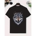 thumbnail image 1 of Boys' Wolf Head Graphic T-Shirt - Soft Cotton, Lightweight & Comfortable Short Sleeve Summer Top, Pink with Gray Wolf Design, Casual Round Neck Tee for Youngsters, 1 of 6