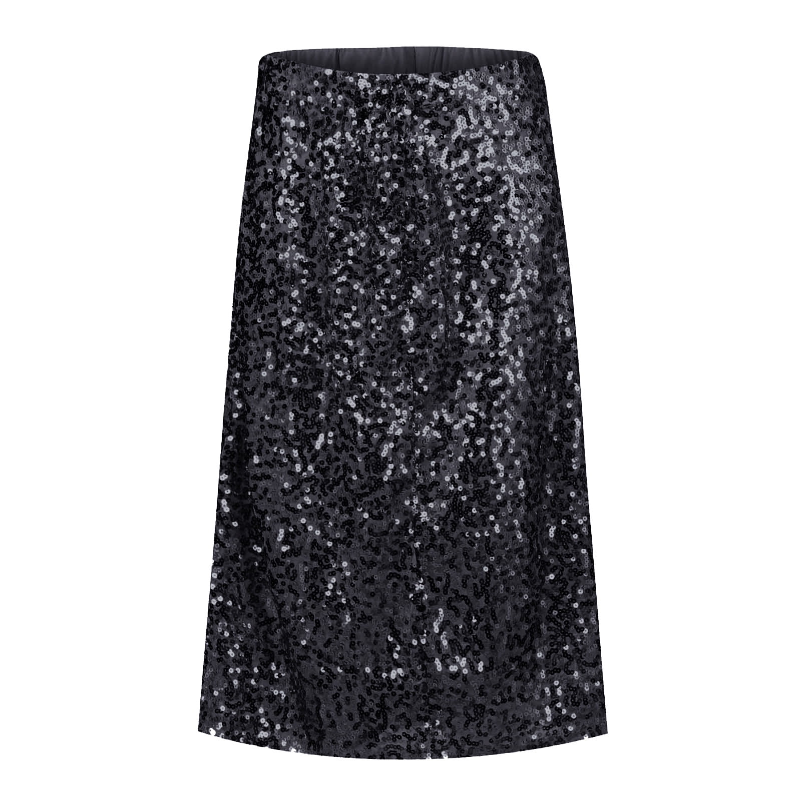 Strungten Women's Sequin Skirt Glittering One Word High Waist Skirt Party Knee Length Skirt