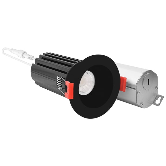 Luxrite 2" LED Recessed Light J-Box 15W 5CCT 1000LM Wet Rated IC Rated - Black