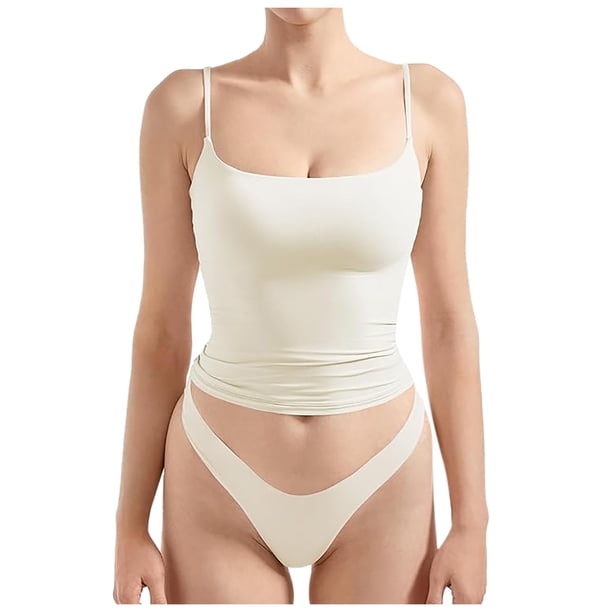 Camiseta sin mangas sexy de cuello cuadrado y tirantes ajustables para mujer - XS-XL