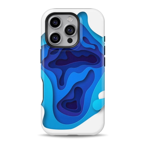 DesignSkinz Scratch-Resistant Hard Slim Case Compatible with iPhone 16 (Compatible with MagSafe) - 3D Blue Abstract Paper Cuts V2