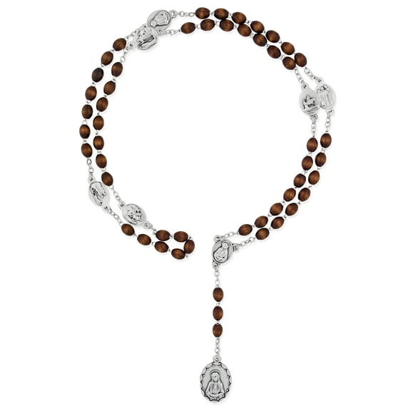 Our Lady of Sorrows Rosary Chaplet with Brown Oval Wood Beads