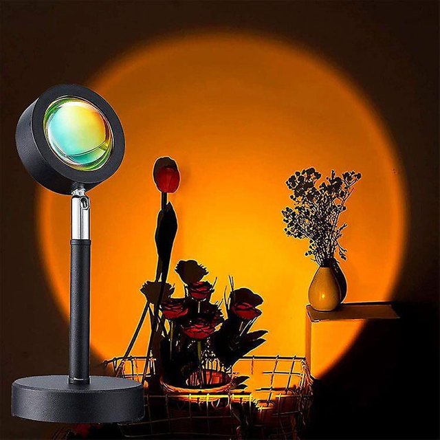 Lámpara de proyección de puesta de sol, luz LED de noche giratoria, lámpara de ambiente de pie, lámpara USB para selfies para sala de estar y dormitorio