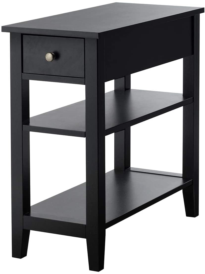 BBNBDMZ Narrow End Table Set of 2 Small Side Table with Drawer and