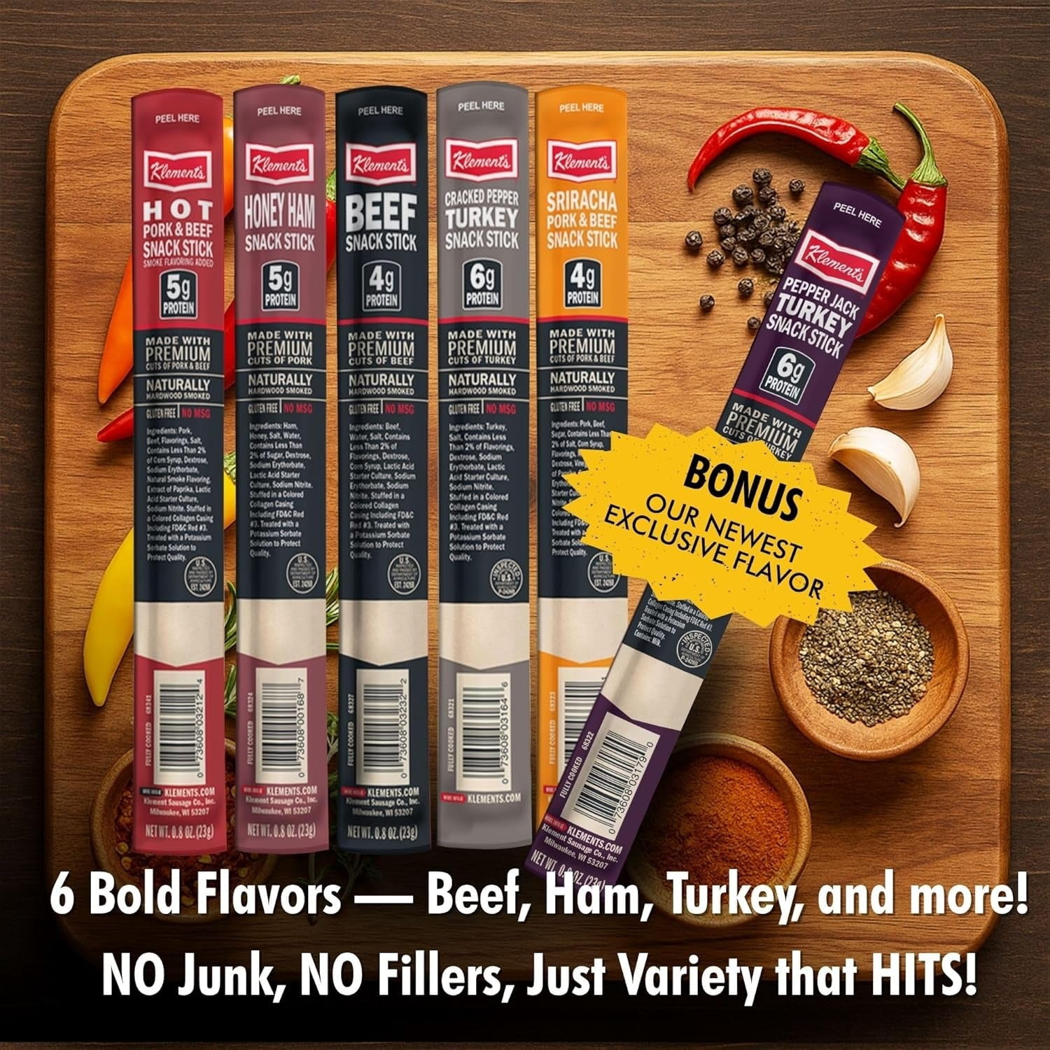 Jerky. com 12-Pack Meat Stick Variety Pack - Includes Bonus Pepper Jack Turkey Sticks - Bold Meat & Snack Sticks Sampler | High Protein, Low Carb, Keto Friendly | Turkey,