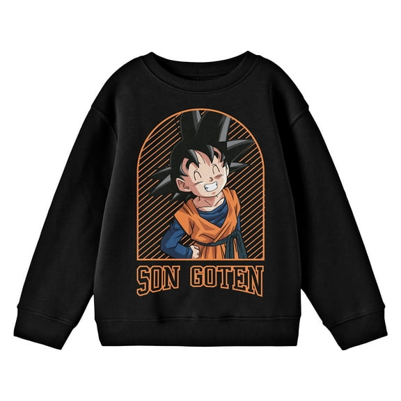 Dragon Ball Z Son Goten Crew Neck Long Sleeve Boys' Black Sweatshirt-XS